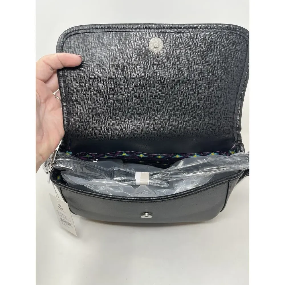 Christian Lacroix CXL Karen Caviar Shoulder Bag Black Faux‎ Leather Retail $98